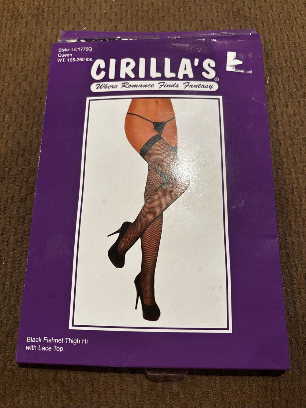 Black Fishnet Thigh-Highs with Lace Top - Queen